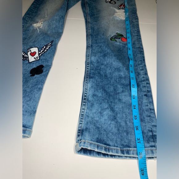 Y2K High Rise Jeans Ed Hardy Jeans with Patches Slim Straight High Rise - Picture 15 of 17